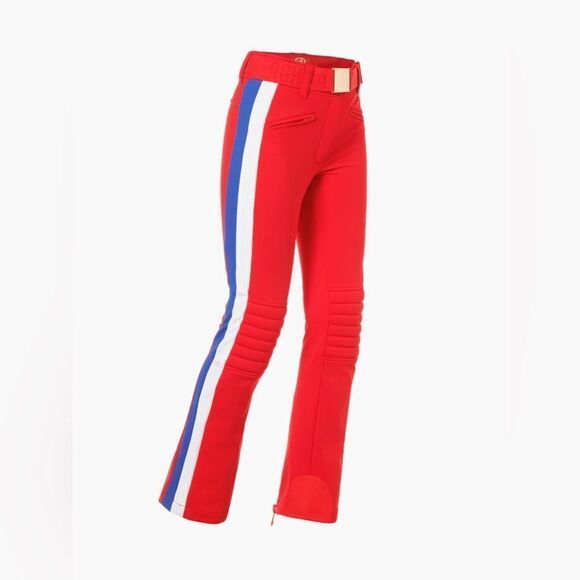 Goldbergh Alpine Belted Ski Pants Flame Red Stripe NWT US 4 Waterproof - Picture 1 of 8